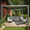 Set mobilier gradina Naterial Persea, pentru 5 persoane, aluminiu/lemn/textil, gri