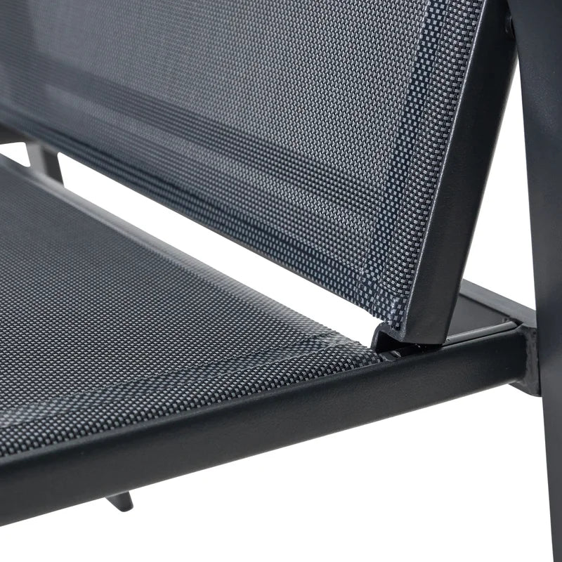 Set mobilier gradina Beo, pentru 4 persoane, otel/textilen/sticla, gri