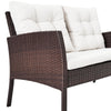 Set mobilier gradina Amos, pentru 4 persoane, otel/ratan sintetic/sticla, maro