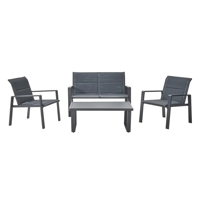 Set mobilier gradina Aramis, pentru 4 persoane, otel/textilen, gri