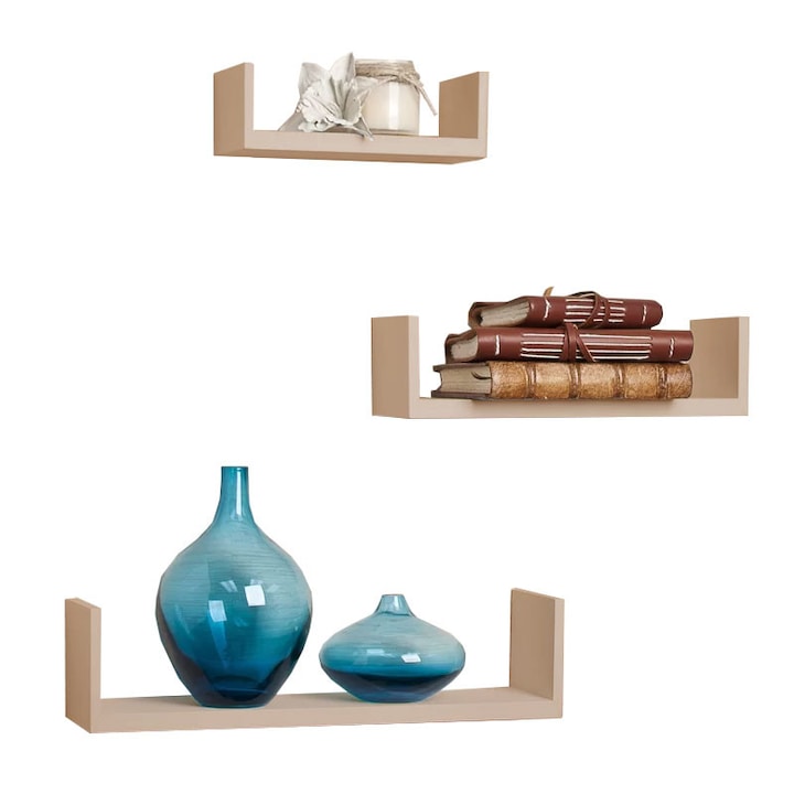 Set 3 etajere suspendate U, Stejar Sonoma - MaxiBuy