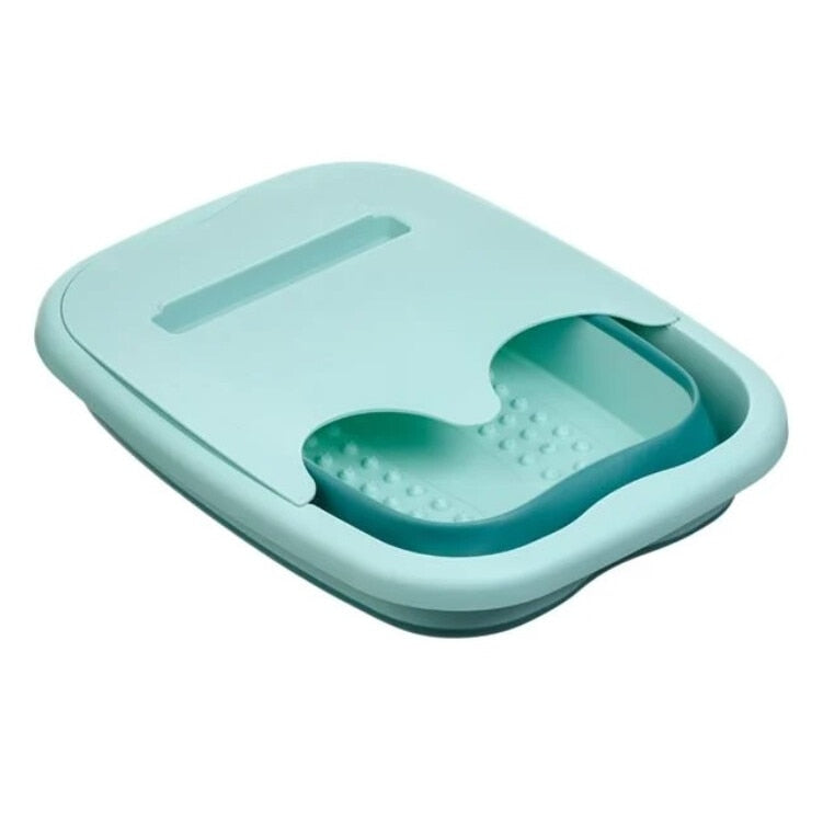 Cadita Pliabila din Plastic pentru Picioare si Masaj Calmant, cu Suport pentru Telefon Mobil, 39x32x17cm, Verde - MaxiBuy