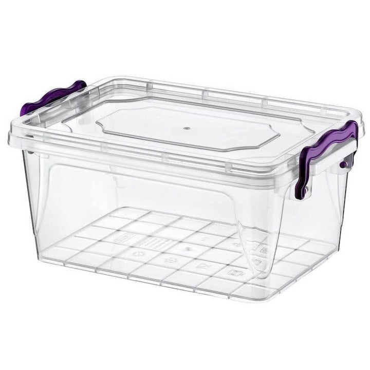 Cutie Depozitare cu Capac, 27x42x18 cm, 15 L, Plastic Transparent, Container din Plastic pentru Stocare - MaxiBuy