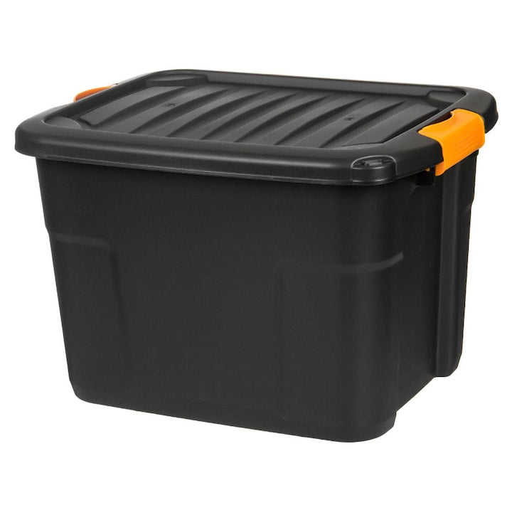 Cutie depozitarea neagra cu capac, 42L, 50x39x33 cm - MaxiBuy