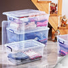 Cutie Depozitare cu Capac, 27x42x18 cm, 15 L, Plastic Transparent, Container din Plastic pentru Stocare - MaxiBuy