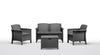 Set mobilier gradina/terasa Venetia, canapea 2 locuri, 2 fotolii, masuta depozitare, astpect ratan, polipropilena, perne incluse, grafit